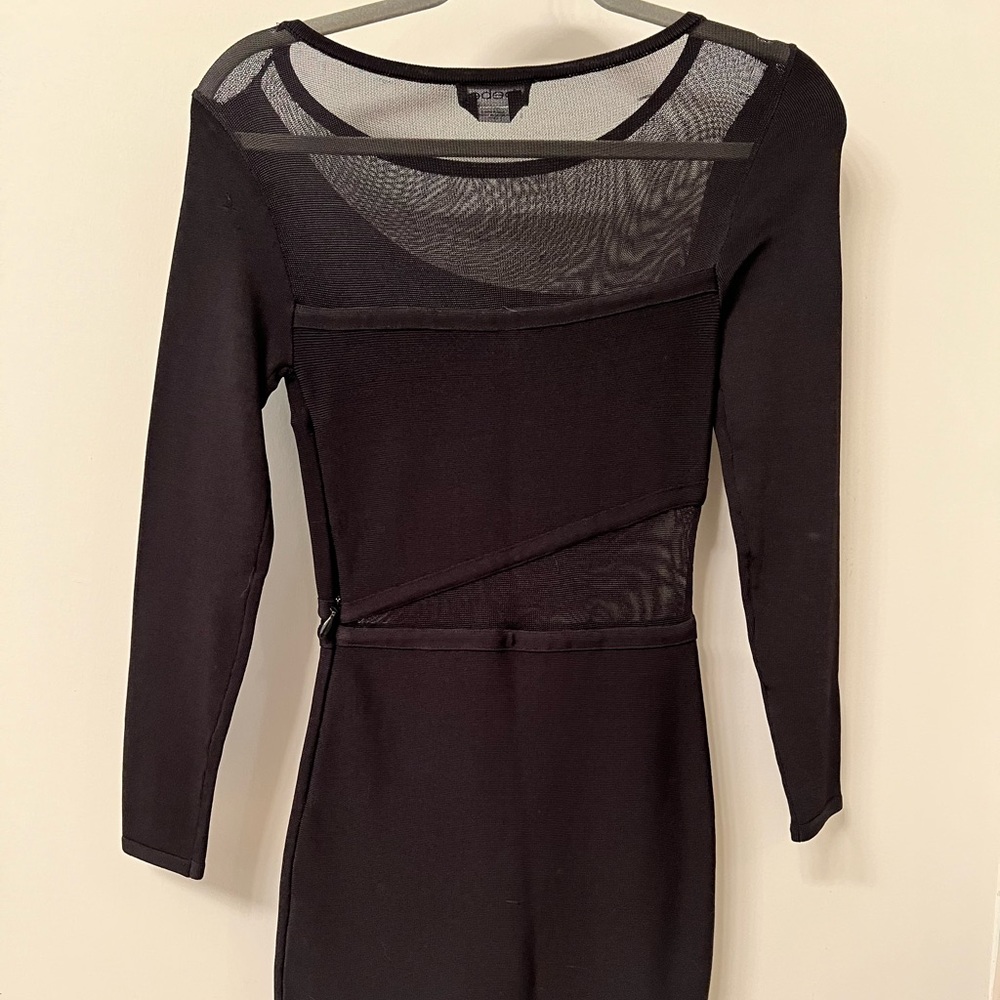 Bebe Black Mesh Bandage Dress in Size Small
